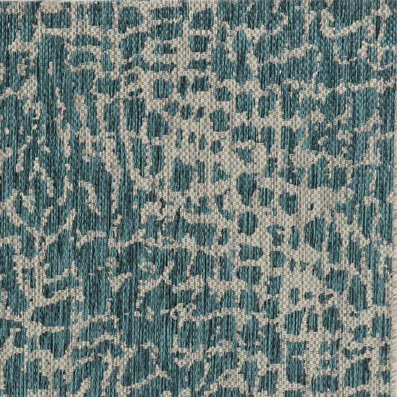 Tapis bleu sarcelle géométrique touffeté, Carré 8 pi