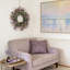 Couronne de printemps mauve pour la décoration de la porte d'entrée, couronne de lavande artificielle d'été avec feuille d'eucalyptus pour les décorations de Pâques au printemps