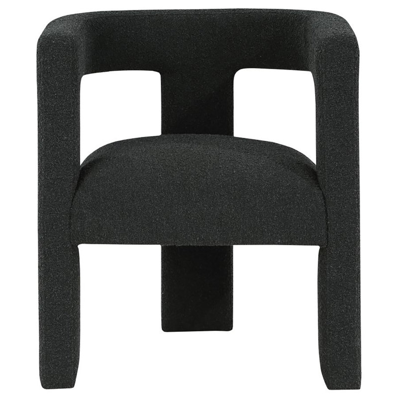 Jeremas Boucle Upholstered Accent Side Chair Black, Black Polyester