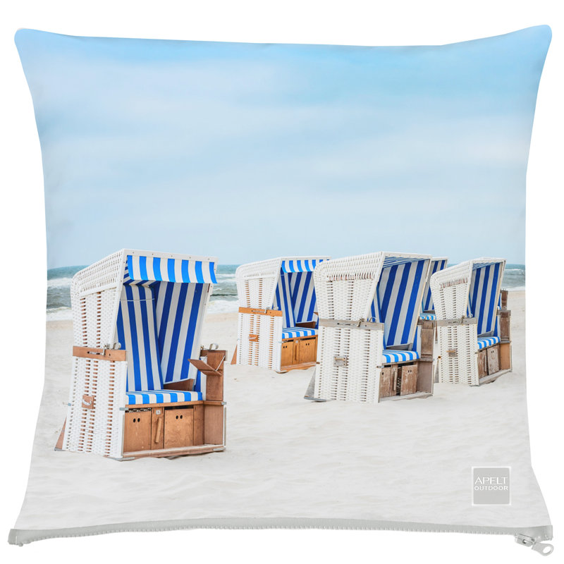 Square Cushion Cover, Green/Blue/Grey, Polyester