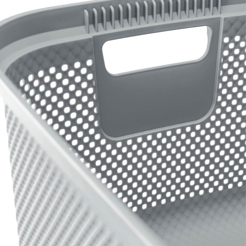 Laundry Basket with Side Handles & Air-Permeable, Grey