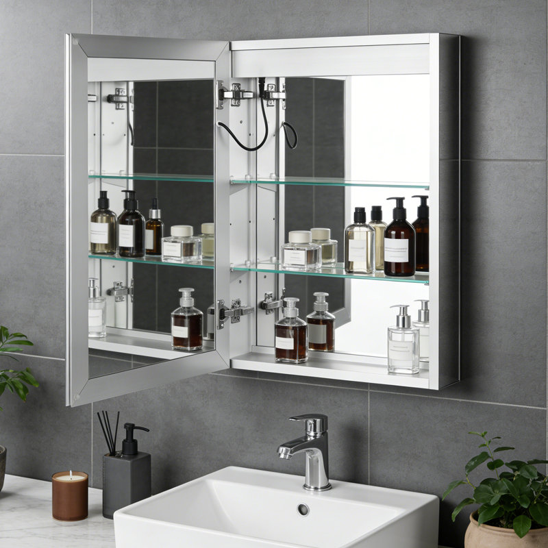 Pharmacie rectangulaire à DEL avec miroir, 20 po x 28 po, Rectangulaire