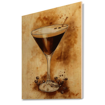 Espresso Martini Hour - Brown Kitchen Wood Wall Art Print