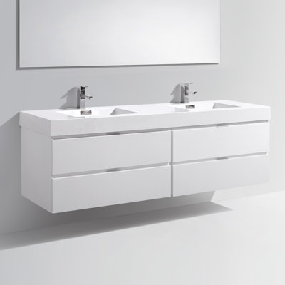 Royka 71.63'' Double Bathroom Vanity with Acrylic Top