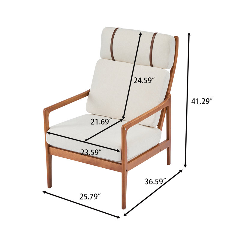 Méridienne Mid-Century, Tissu beige