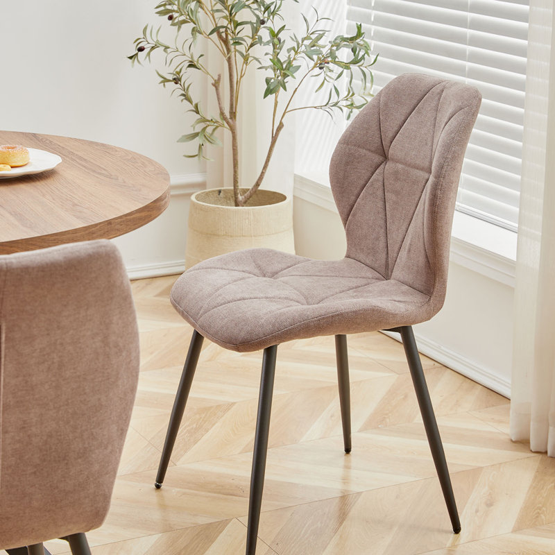 Modern 5-Piece Round Dining Table Set with Upholstered Diamond Pattern Chairs for Dining Room and Kitchen, Dark Brown, Brown