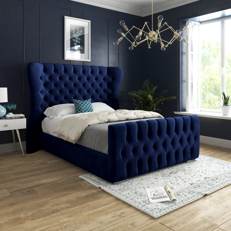 Bettencourt Upholstered Bed, Blue, Kingsize (5')
