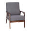 Chaise rembourrée de qualité commerciale de style Mid-Century avec structure et accoudoirs en bois