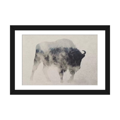 «Bison in The Fog», reproduction de photo sur toile tendue