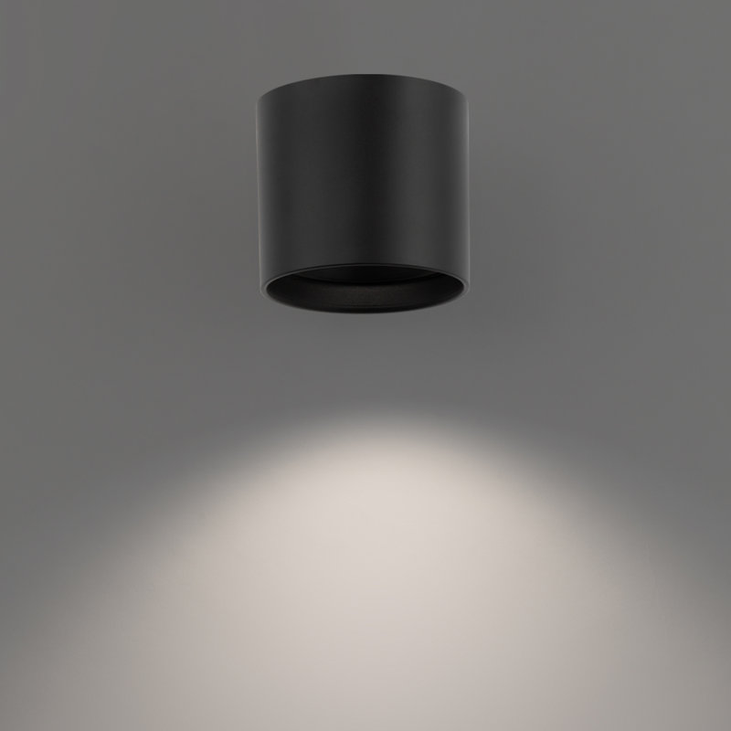 Squat Modern Black Glass LED Outdoor Flush Mount Light