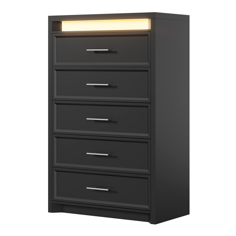 Commode 5 tiroirs, Noir