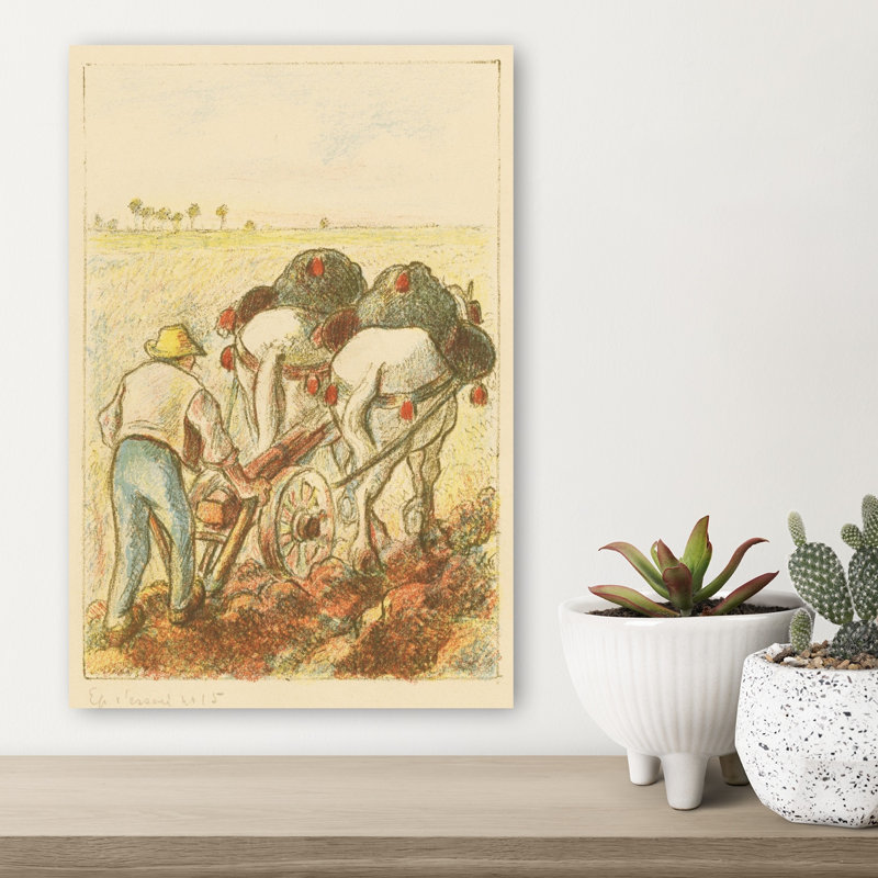La Charrue, frontispice du livre Les Temps Nouveaux, 1901. Estampe d'art mural abstraite et contemporaine., H 18 po x l 12 po