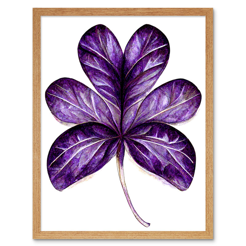 Six Clover Modern Simple Leaf Illustration - Print, Light Brown Framed Paper, 25.9cm H x 20.6cm W x 1.5cm D