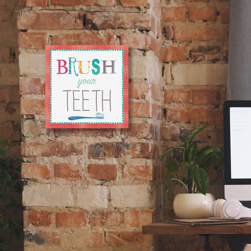 Toile épique Graffiti «Brush Your T dents» par Fiona Stokes-Gilbert, 12 po x 12 po, H 12 po x l 12 po