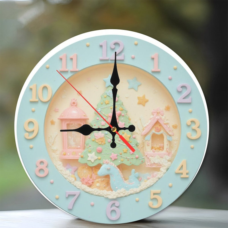 Horloge-visage-avec-étoile-et-oiseaux
