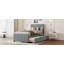 Lit plateforme simple tapissier en velours avec lit gigogne-855628131