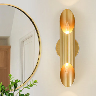 Bravelle 2-Light Ribbed Iron Wall Armed Sconce