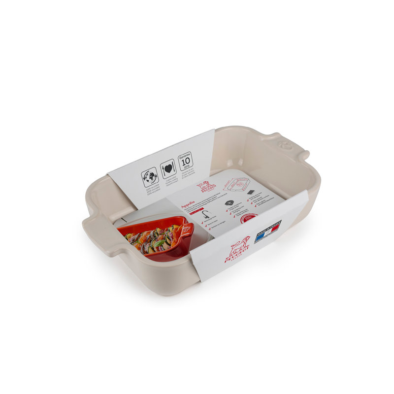 Peugeot Appolia Rectangular Ceramic Baking Dish, Ecru, 1.75" H x 8.5" W x 4.75" D