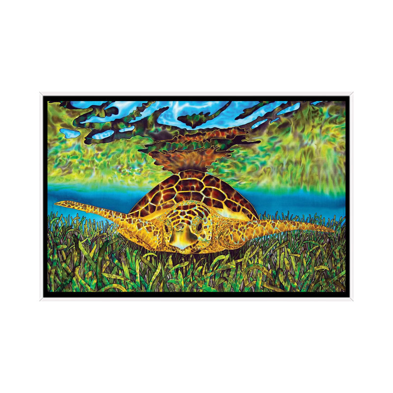 «Turtle Grass» par Daniel Jean-Baptiste - reproduction d'art, Toile blanche encadrée, H 18 po x l 26 po x P 1,5 po, Aucun mat