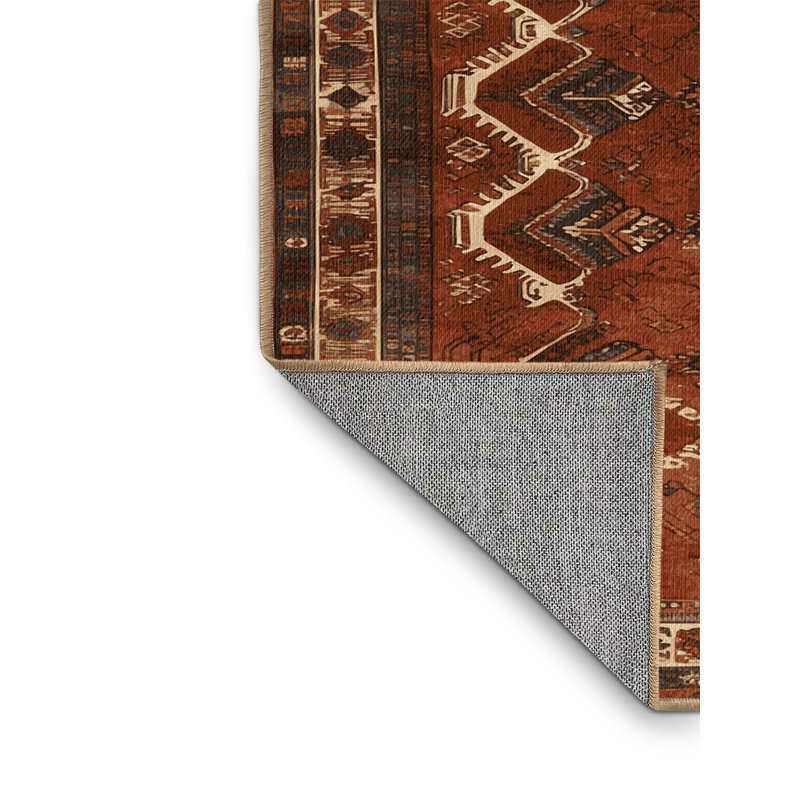 Tapis brun turc lavable à la machine, Rond 6 pi