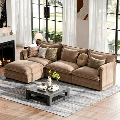 Canapé modulaire rembourré réversible en L 4 pièces de 115 po avec tissu 4 pièces