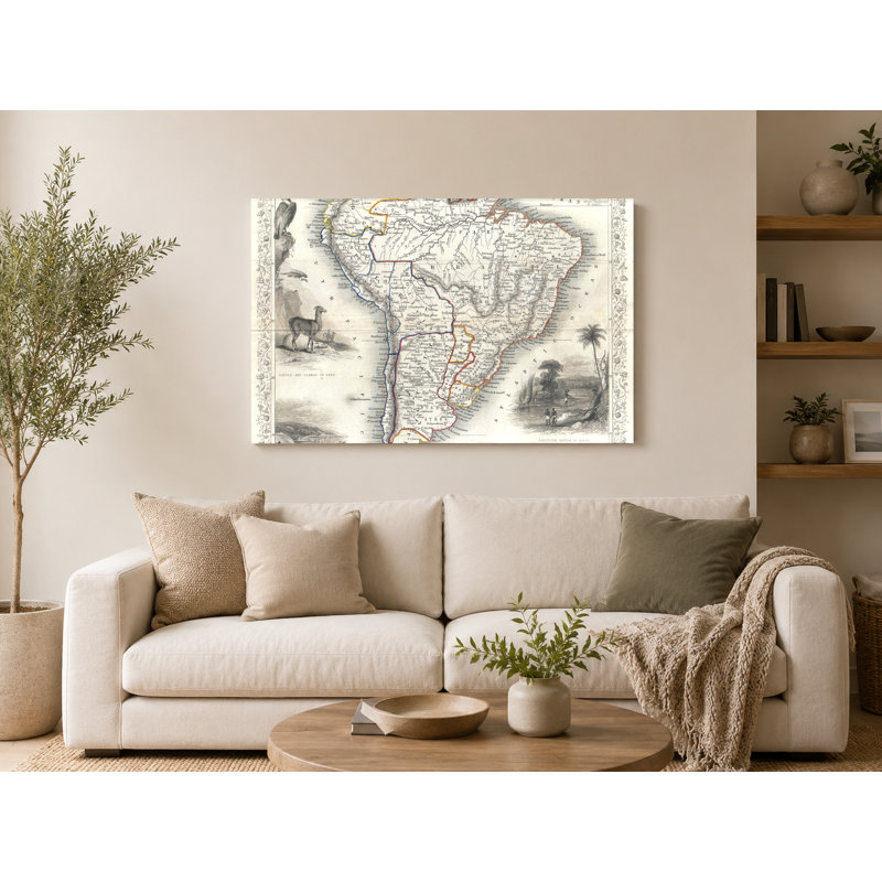 South America (1850) - Art mural sur toile paysage, 20" W x 16" H