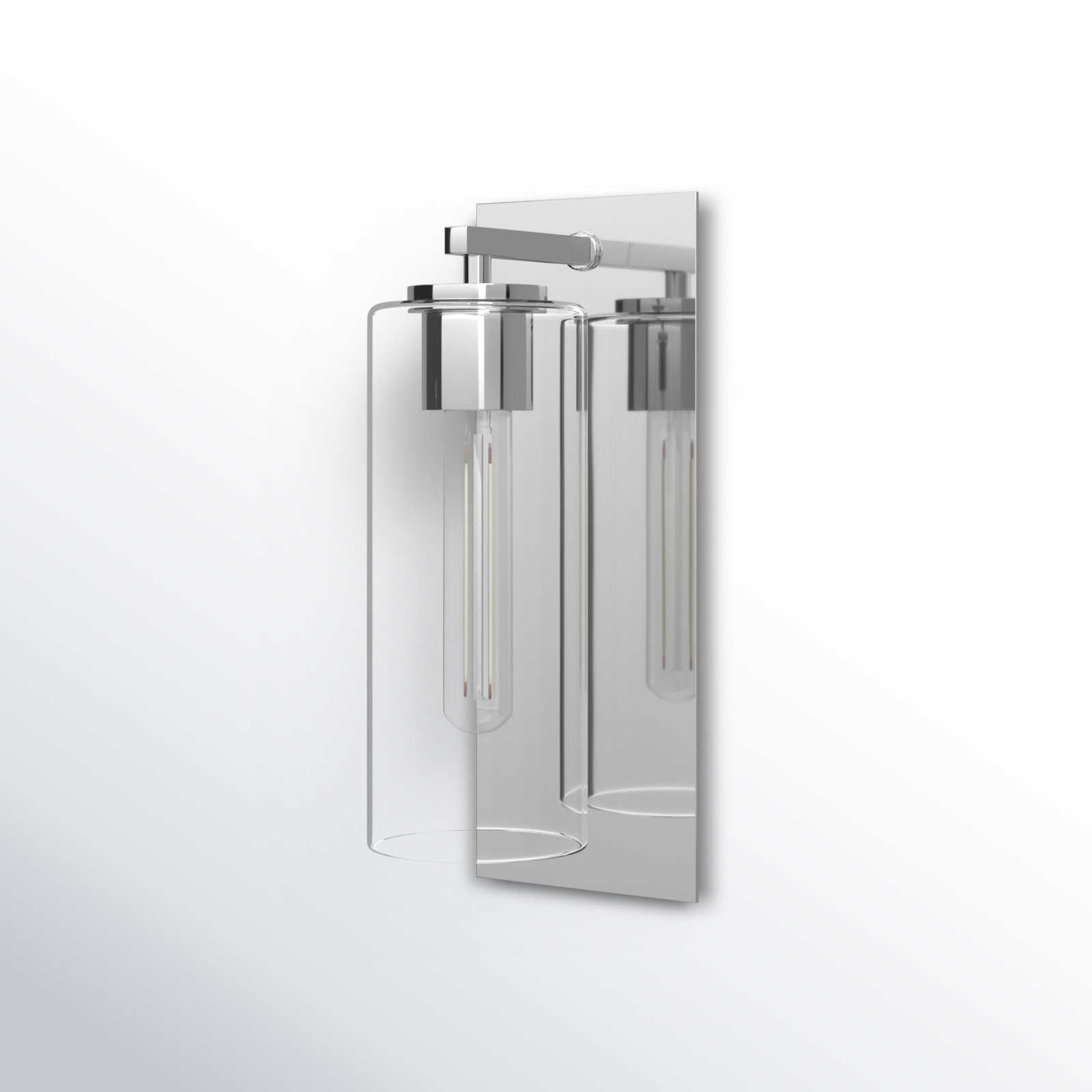 Chimere Single Light Glass Steel Dimmable Armed Sconce, Polished Nickel