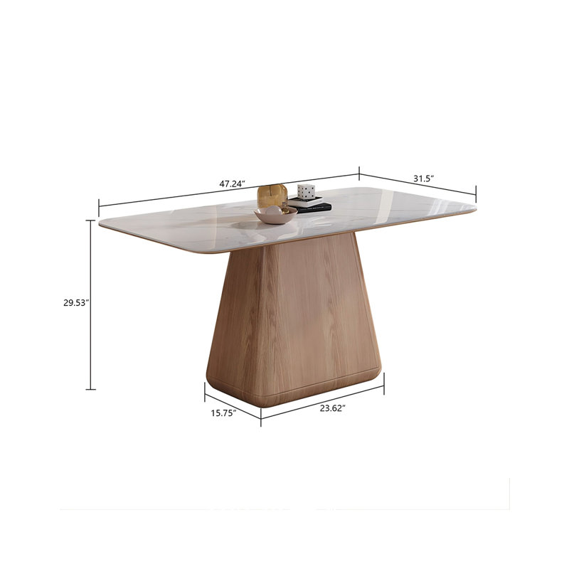 Table de salle à manger en frêne, H 29,53 po x L 47,24 po x l 31,5 po