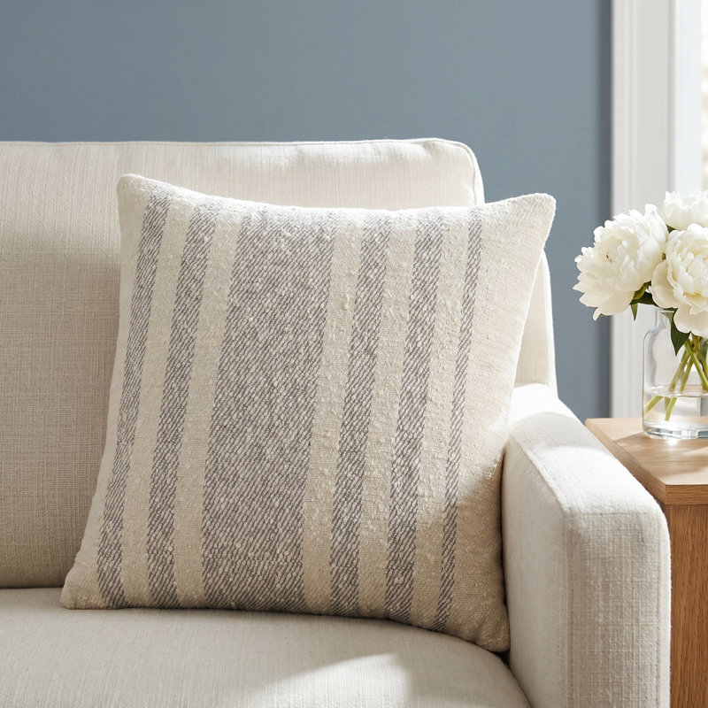 Sorden Striped Cotton Throw Pillow, Pillow Cover Only - No Insert, Brown, 20" x 20"