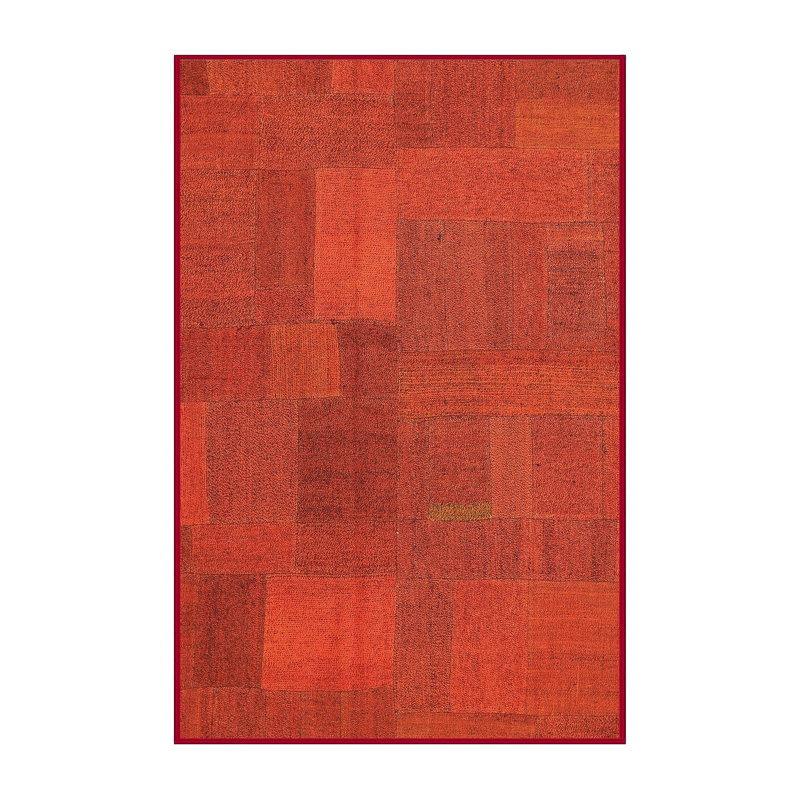 Tapis de zone rouge contemporaine, Rectangle 7 pi x 9 pi