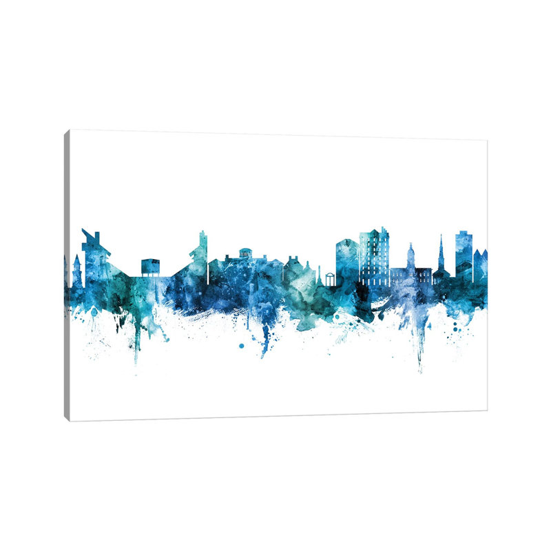 Athens Georgia Skyline Blue Teal by Michael Tompsett - Wrapped Canvas Gallery-Wrapped Canvas Giclée, 30.48 cm H x 45.72 cm W