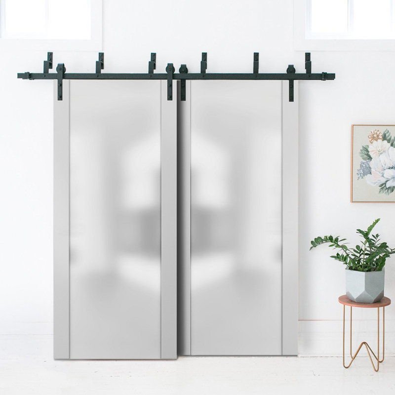 Porte standard en verre givré Planum, 36 po x 84 po, Satin blanc