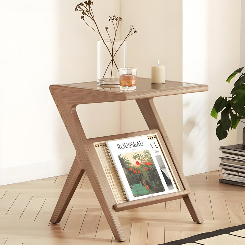 Minimalist Modern Light Walnut-coloured Ash Wood Side Table