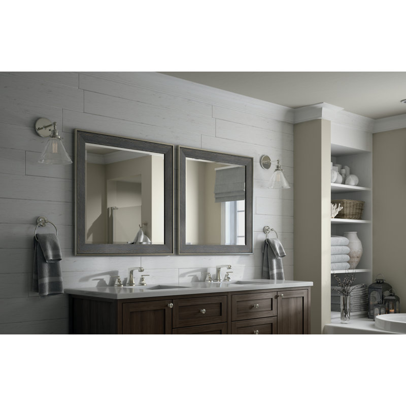 Miroir de salle de bain / meuble-lavabo biseauté Deluxe, Gris