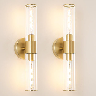 2-Light Hardwired Modern Bathroom Vanity Sconces Set of 2 - Wall Mounted Lighting for Mirror Makeup Washroom Hallway, Bulbs Not Included