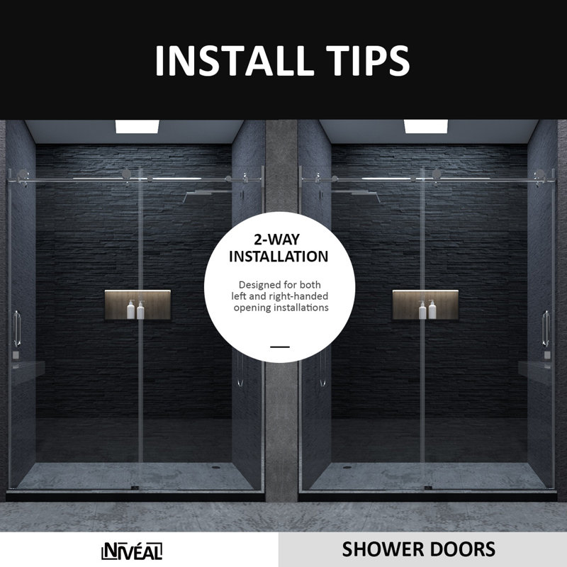 60'' Silver Semi-Frameless Sliding Shower Door with Clear Tempered Glass