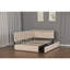 Lit double avec rangement, polaire beige, cadre en bois, style nuage moderne pour la maison