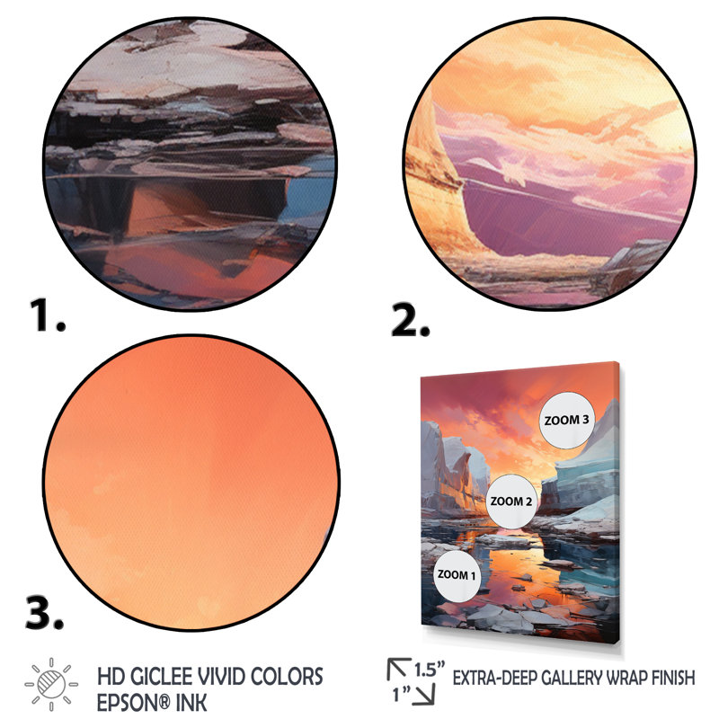 Corail orange glacier glacier symphonique III - Nautique et plage, reproduction sur toile, H 44 po x l 34 po x P 1,5 po
