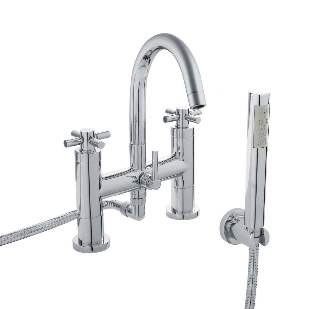 Hudson Reed Tec Bath Shower Mixer Tap, Small Spout & Cross Handles. - Image 2