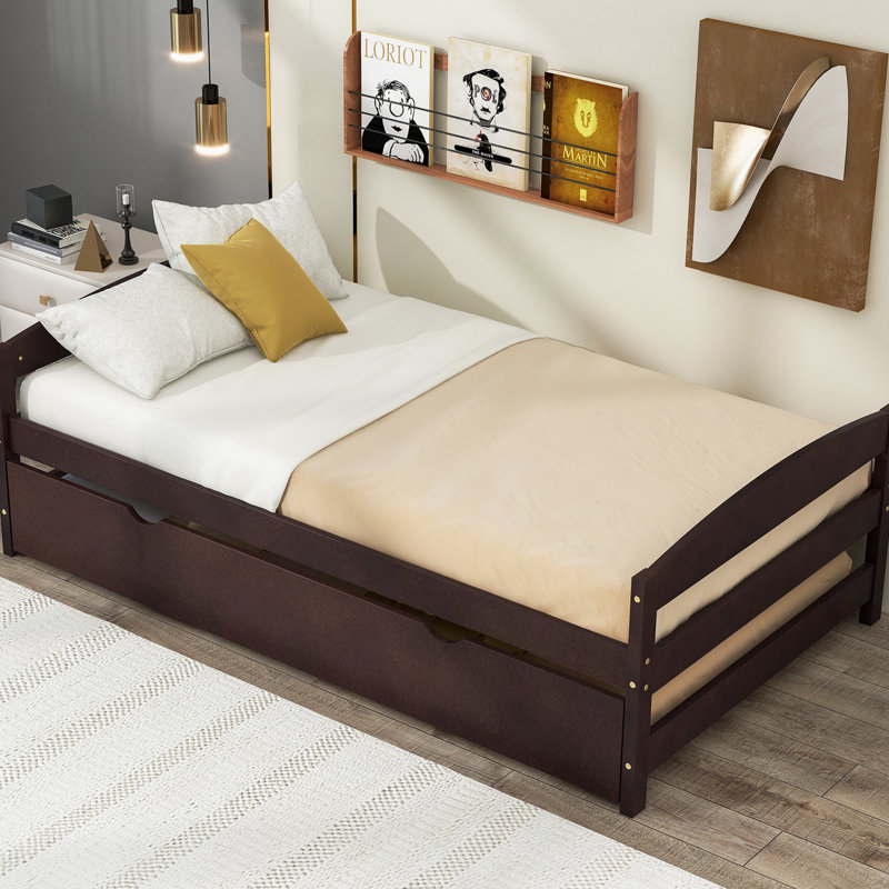Twin Platform Bed with Trundle, Espresso