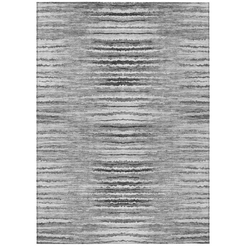 Tapis extérieur lavable rayé gris et gris anthracite 5 pi x 8 pi