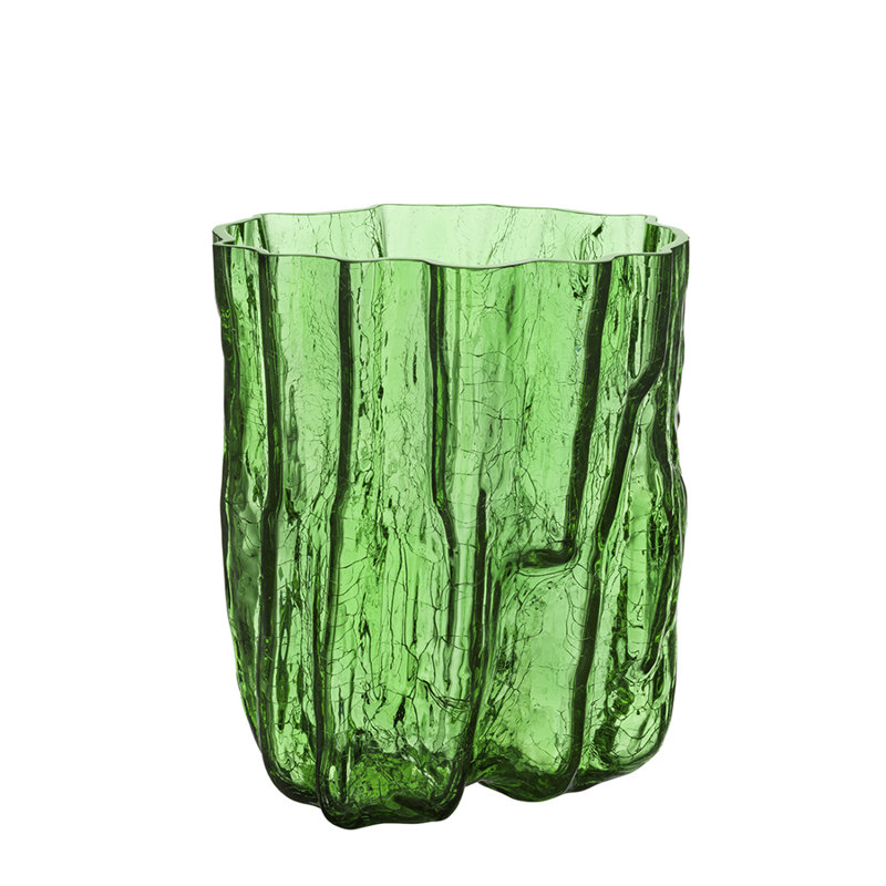 Grand vase craquelé, H 10,63 po x l 7,87 po x P 7,87 po, Vert