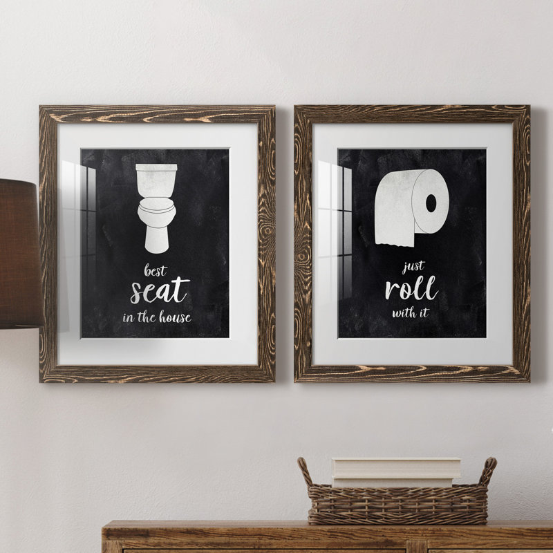 «Best Seat», ensemble de 2 reproductions d'art textuel, H 20 po x l 17 po, Toile encadrée, Noyer