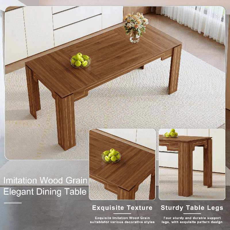 Table de salle à manger 71 po., Bois manufacturé, Brun