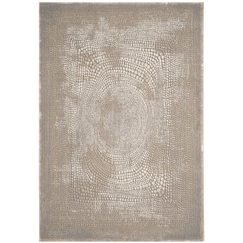 Meadow Abstract Area Rug In Ivory / Grey, Rectangle 160 x 229 cm