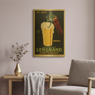 « Brasserie Lengrand », affiche murale en métal doré de Vintage Posters, 40,6 x 61 cm
