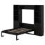 Grand lit escamotable horizontal avec tablettes et armoires de rangement, lit plateforme dissimulé avec tête de lit
