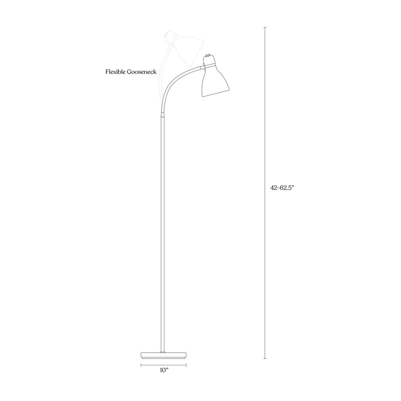 Avery 62.5 in. Modern LED Standing Floor Lamp with Metal Cone Shade and 3-Way Dimming Light, Black