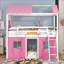 Lit simple superposé Pinewood Playhouse Tente rose + blanc