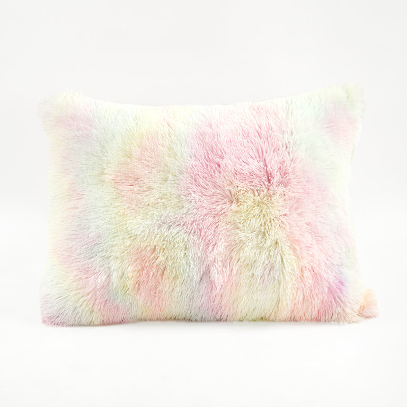 Rainbow Faux Fur Twin Comforter Set with Pillow Sham